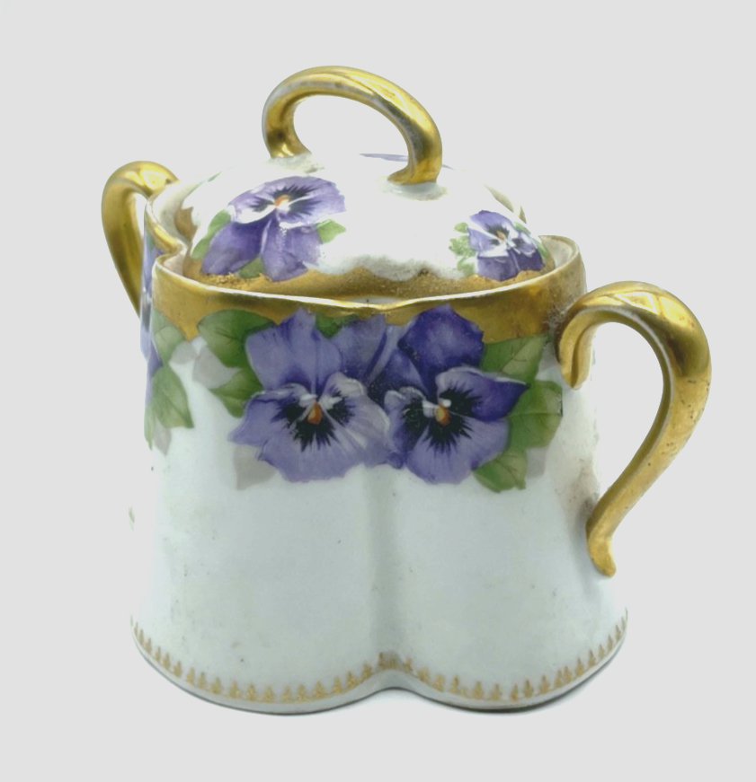 Rarität antik Rosenthal Porzellan Chrysanthéme Zuckerdose Dekor Viktoria Luise7