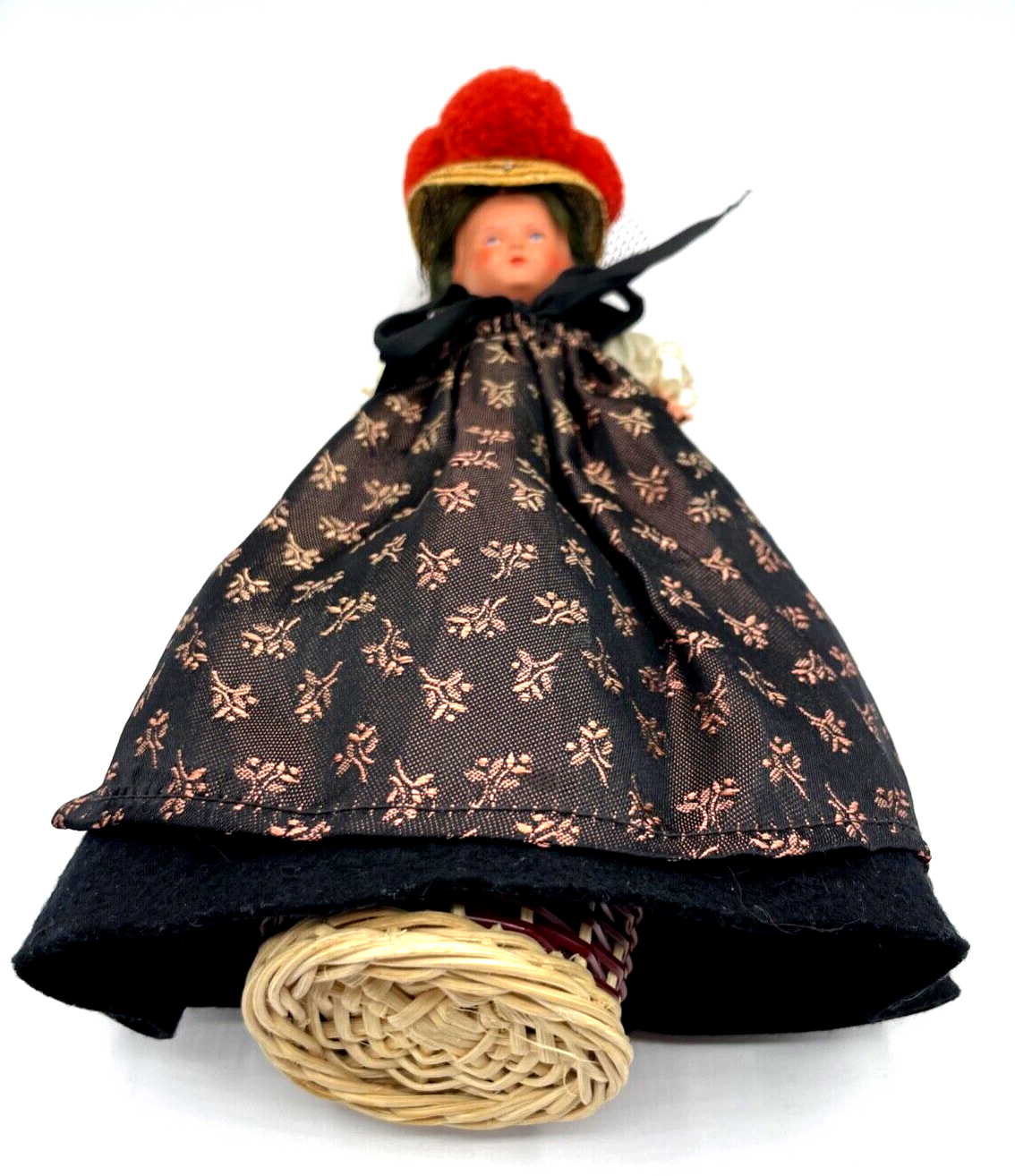 TEEPUPPE Reiseandenken Souvenir Puppe Bommelhut Schwarzwald Tracht Halbpuppe7