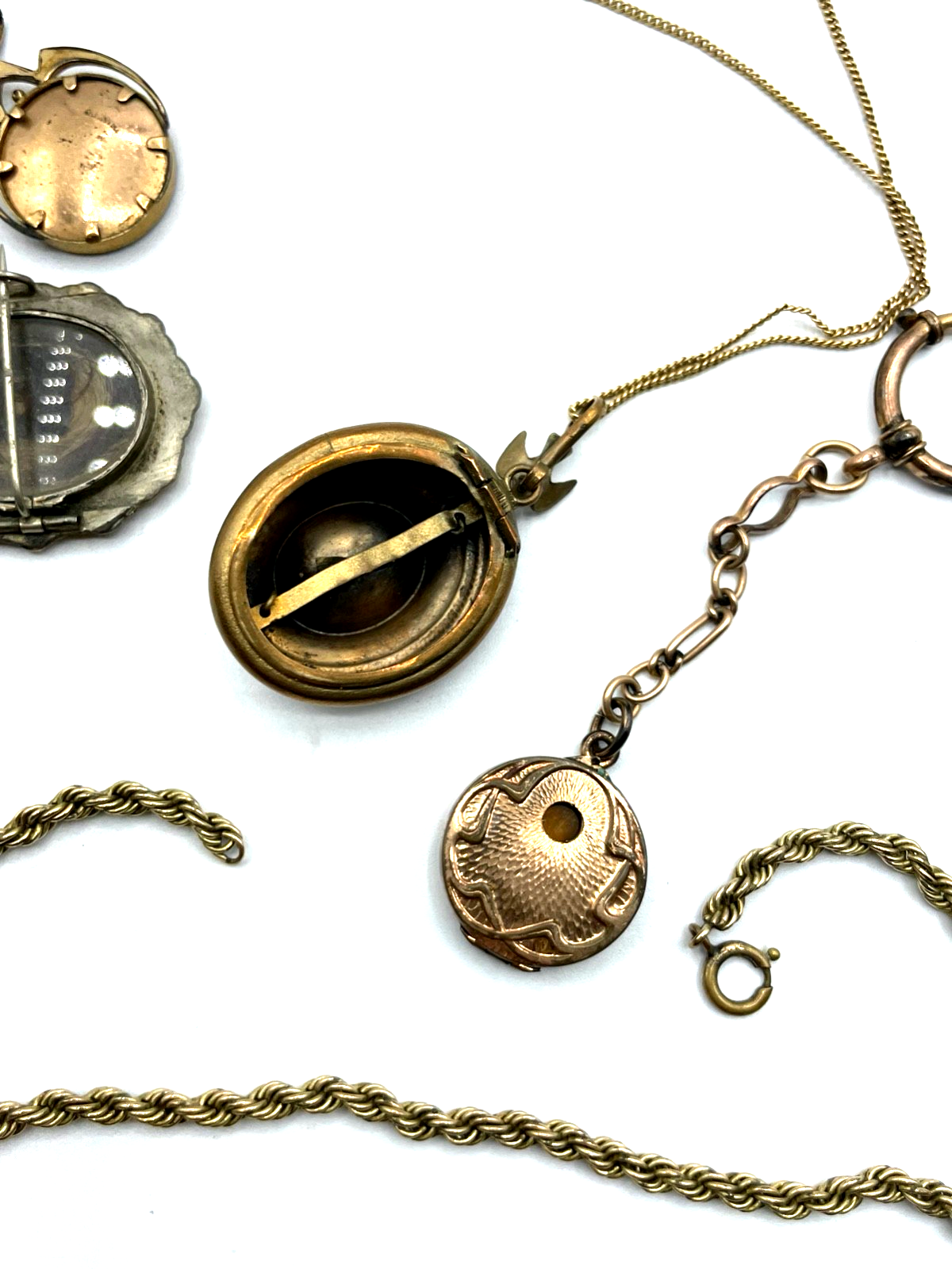 Konvolut Antik Schmuck Golddouble Dubleegold um 1900  Basteln Weiterverarbeiten8
