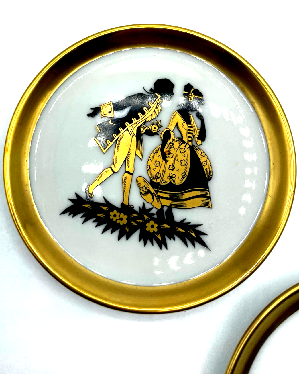 5 vintage Fürstenberg Porzellan Untersetzer Scherenschnitt Golddekor wie neu Ø102