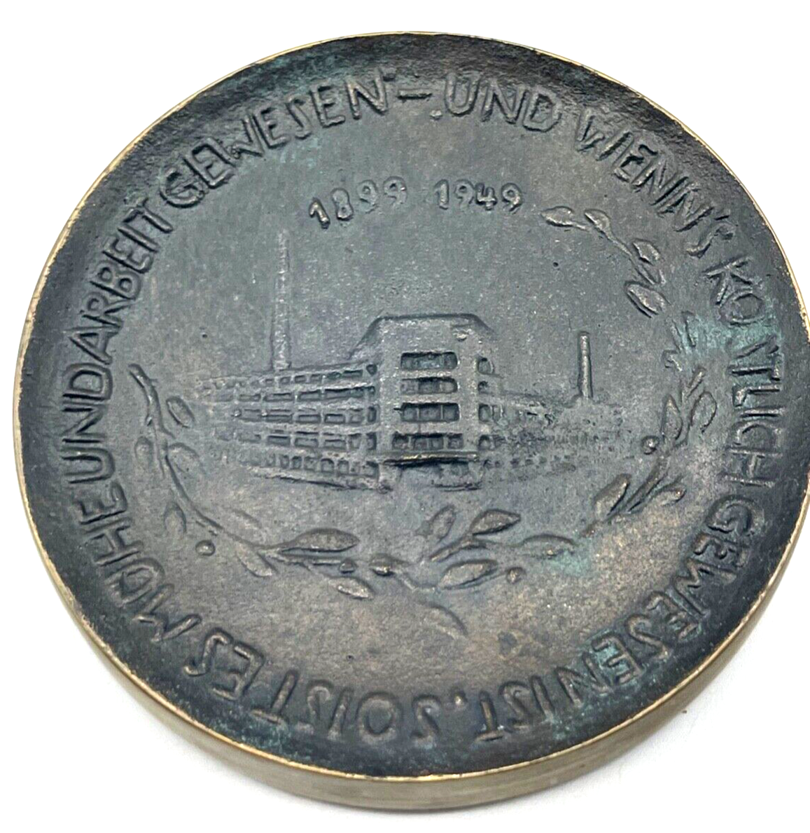 Vintage schwere Bronze Medaille Heinrich Maute Fabrikant 1839-1949 Ø 64 mm + Box7