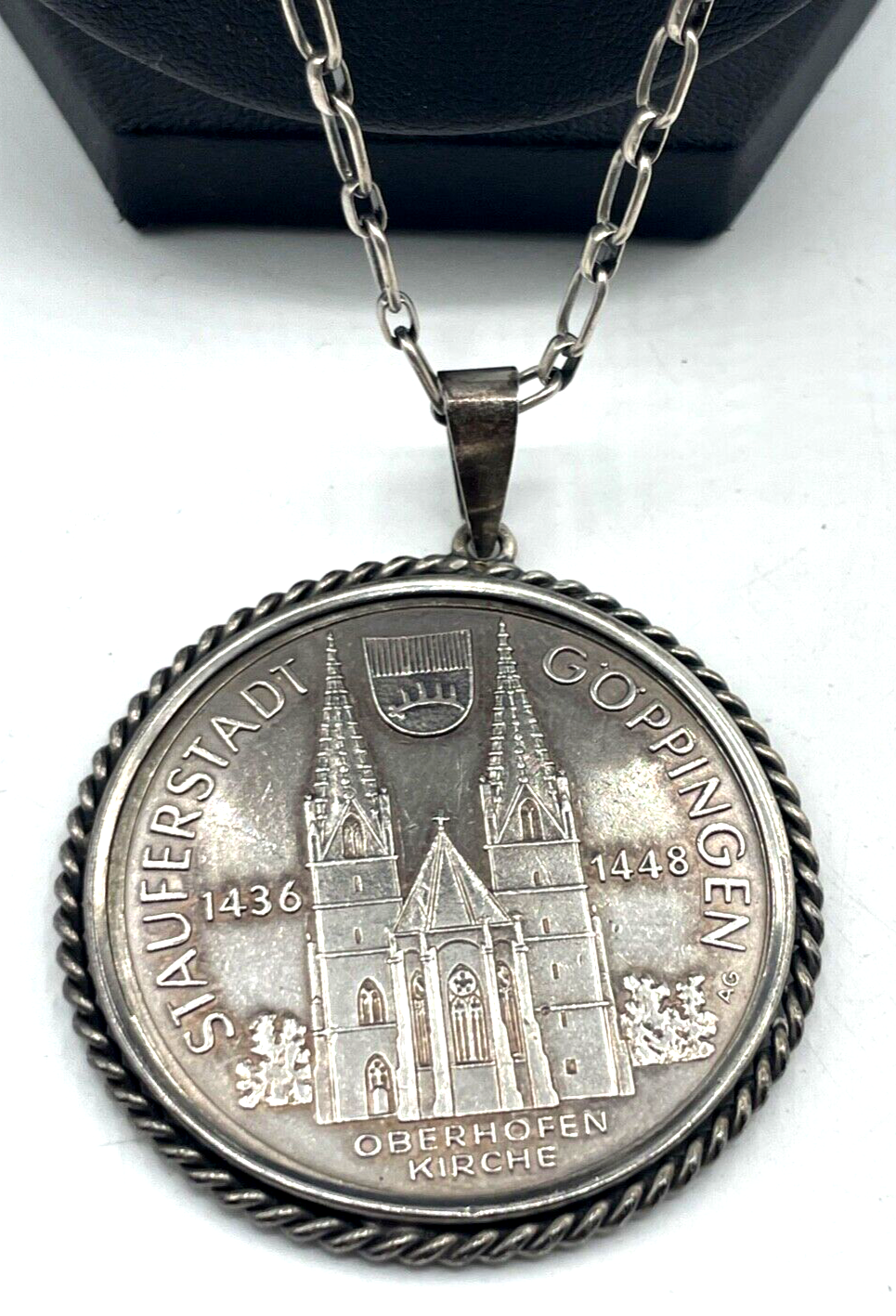 Münzanhänger Silber Göppingen Stauferstadt + 84 cm 835 Silber Gliederkette 43,511
