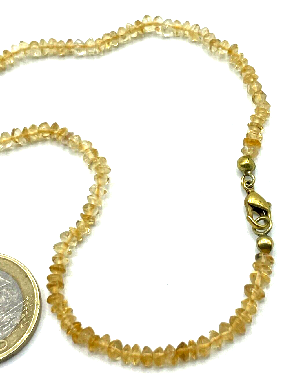 Natürlicher Citrin Edelstein Kette Rondelle poliert L 45,5 cm B ca. 4 mm Double2