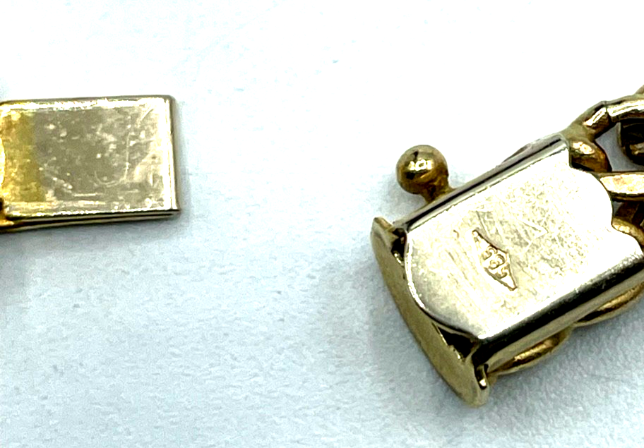 585 Gold 14 K Gelbgold Kette doppelte Panzerkette Collier L 43 cm B 7 mm gepfl.7