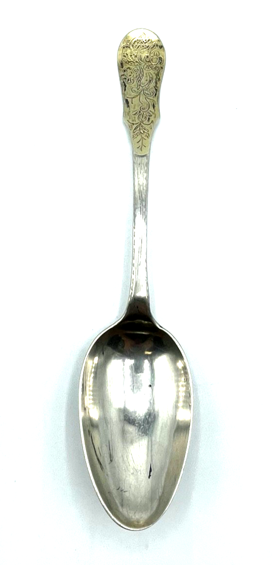 Antik  Biedermeier Silber 1 Vorleger Löffel alte Punzen L 23,2 cm teilvergoldet8