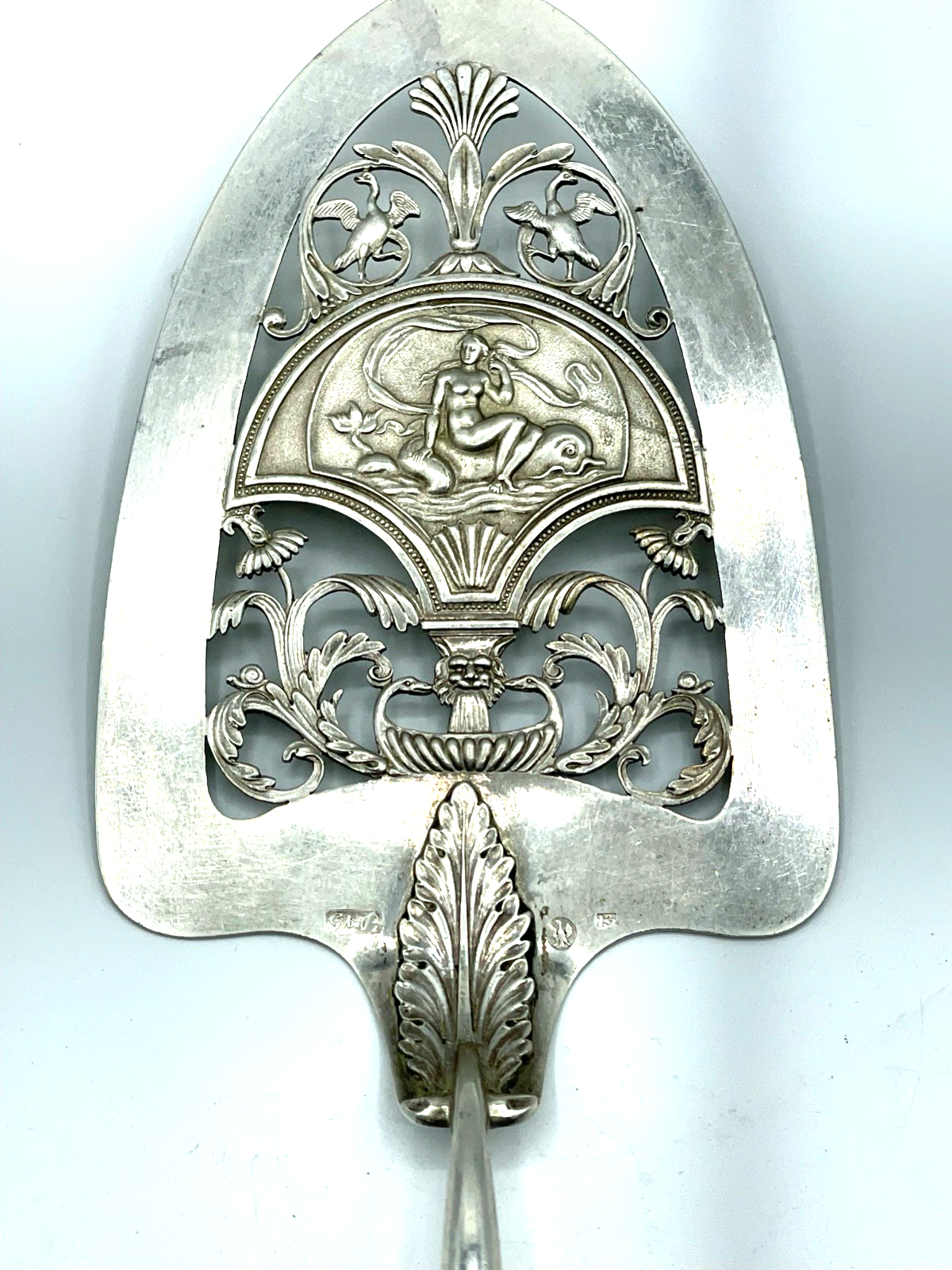 Antiker Fisch o Pastetenheber 13 Lot Silber Stadtmarke Heilbronn vor 1880 L 33cm6
