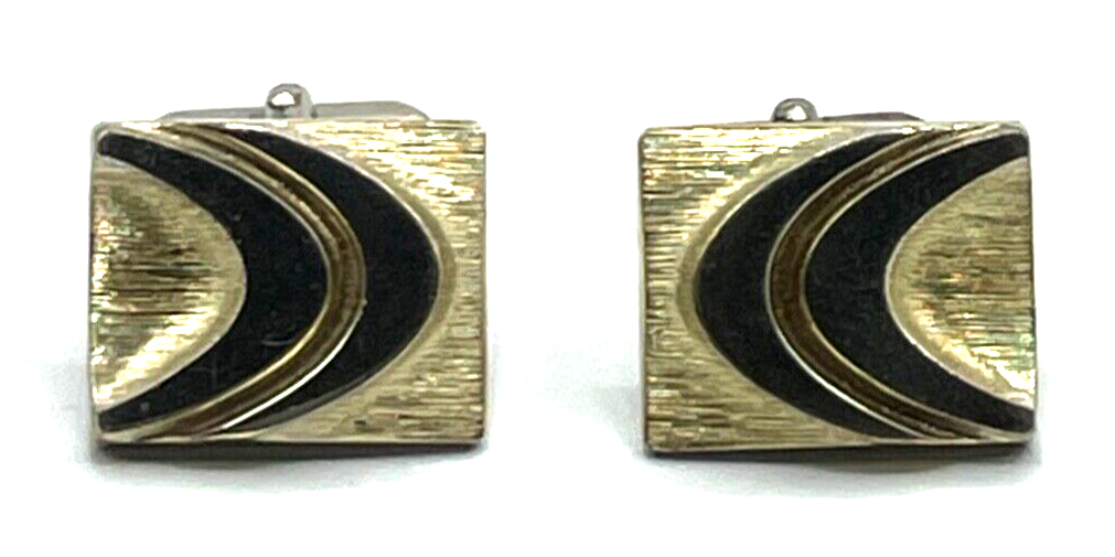 Vintage klassische Goldschild Manschettenknöpfe 835 Silber vergoldet bicolor0