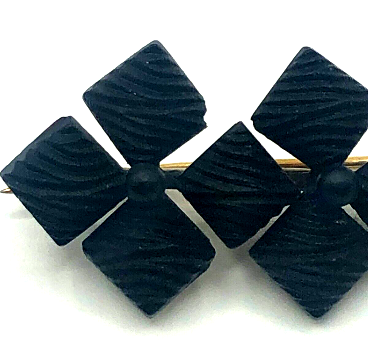Antik Trauerschmuck Brosche um 1900 Jet Gagat Anstecknadel L 33 mm H 20 mm1