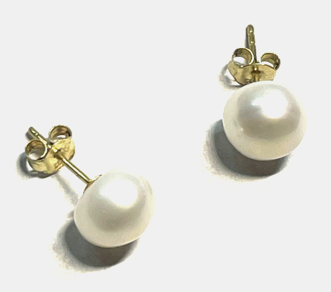 Paar 333 Gelbgold Ohrringe SWZ Perlen Ohrstecker Klassiker Ø 9 mm top gepflegt2