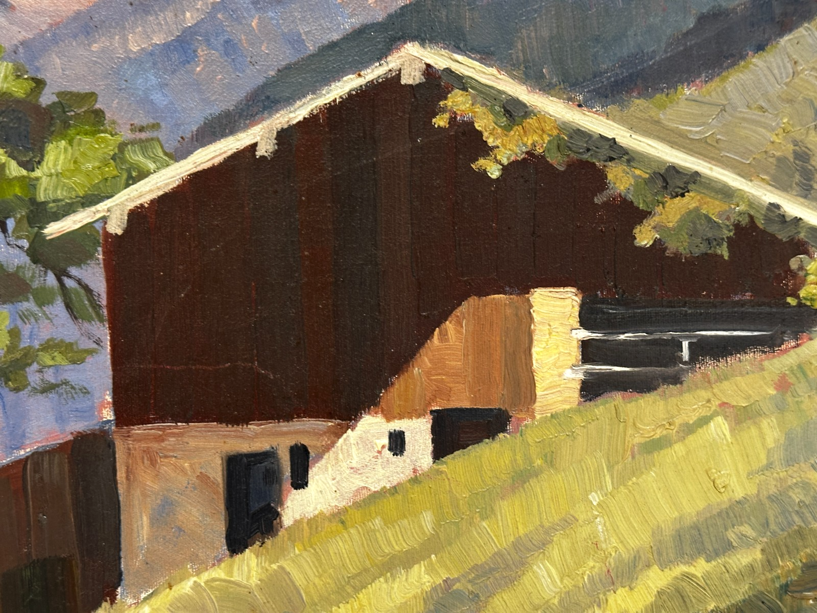 Ernst Feuerstein 1903–1960 Bauernhof an der Zugspitze  Öl auf Masonit - signiert5