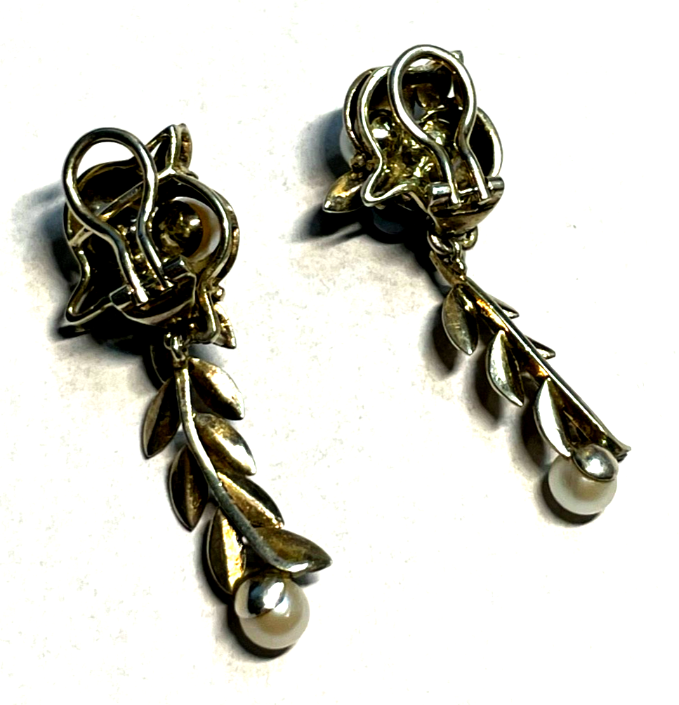 Stattlich elegante 925 Silber vergoldete Ohrringe Ohrclips Clips 8x Akoya Perle3