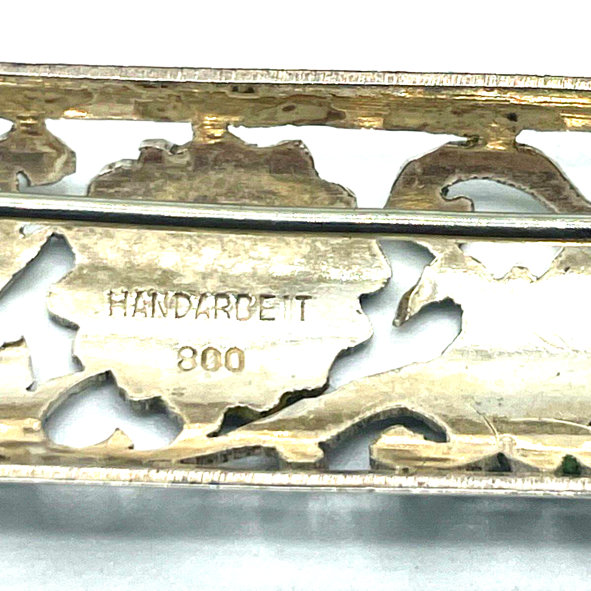 Antik 800 Silber Brosche Anstecknadel mit Durchbruch Distel Muster Handarbeit6