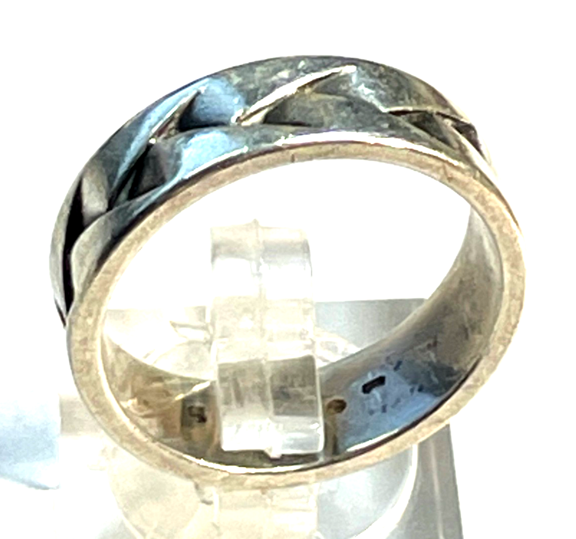 Unisex solider 925 Silber Ring ESPRIT Ø 18,1 mm RG 57 Zopfmuster Bandring1