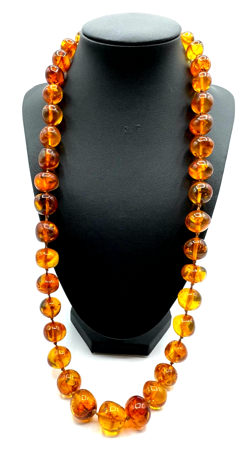 Elegante vintage Bernstein Amber Kette 71 cm mit Schraubverschluss im Verlauf1