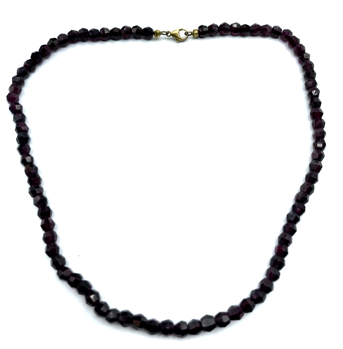 Facettierte Granat Kette Collier 925 AG/vergoldet Karabiner L 45,5 cm B 6 mm2