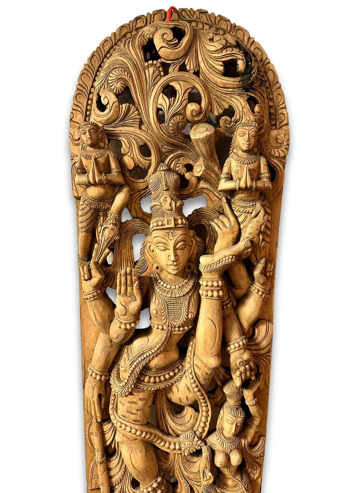 Großes geschnitztes Wandrelief - Indien - Gott Shiva Krishna - 20. Jhd. Holz12