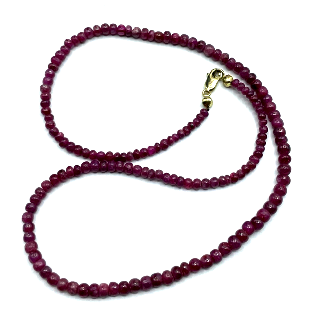 Rubin Kugel Kette Collier mit 585 Gold Karabiner L 45 cm Verlauf sehr gepflegt3
