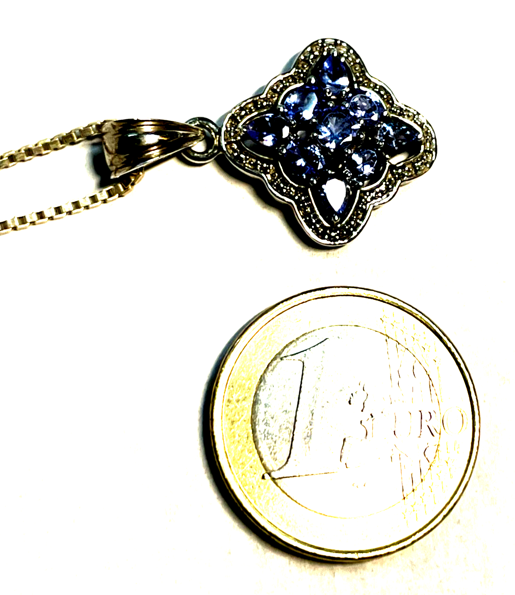 925 Silber Tansanit Anhänger Harry Ivens an 50 cm Venezianer Kette top gepflegt5