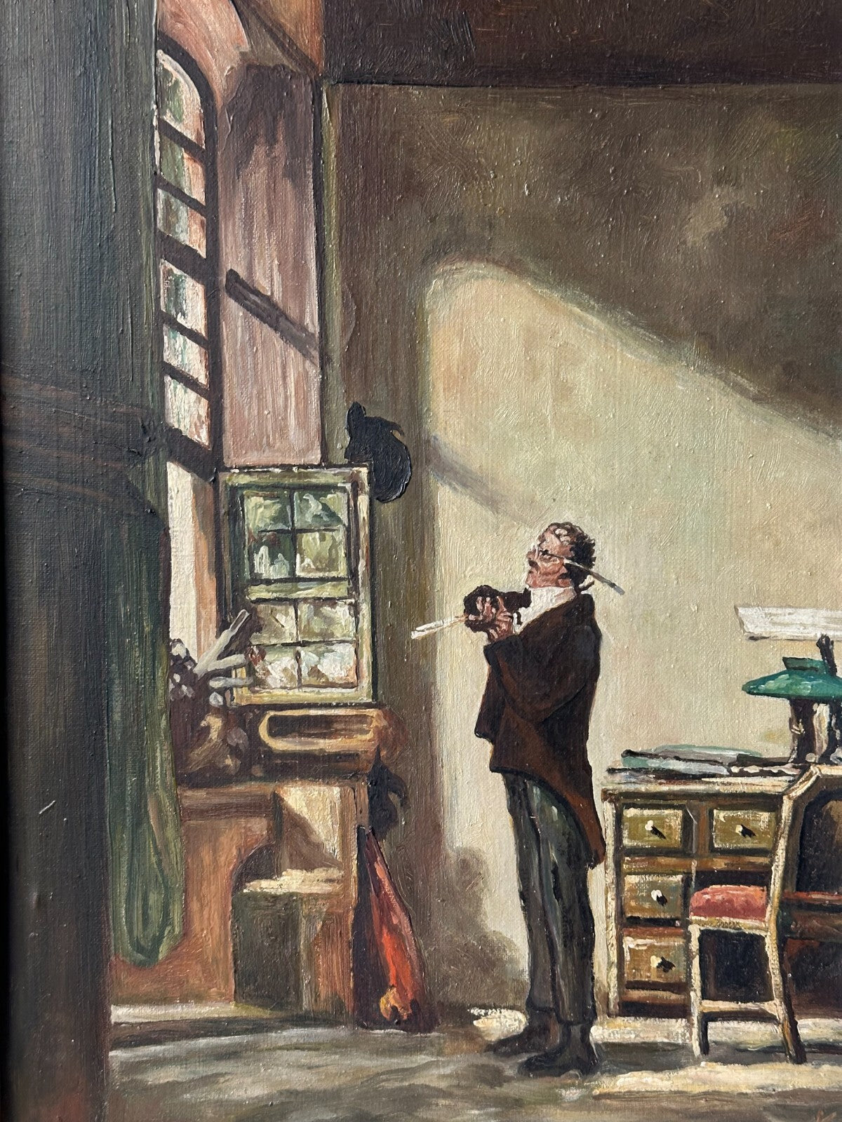 Carl Spitzweg - Der Schreiber - Öl Leinwand auf Platte - Kopist2