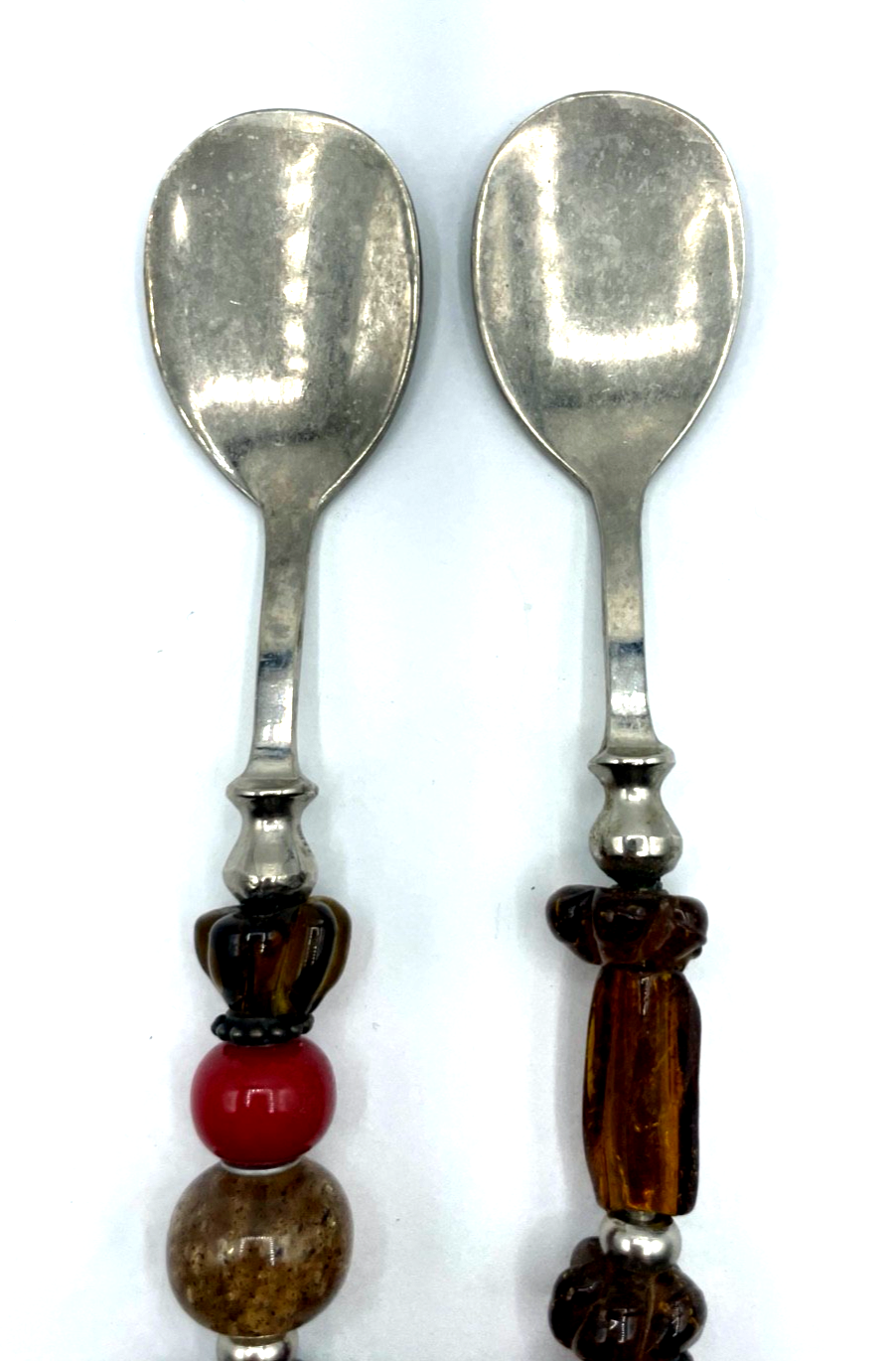 Dekoratives Salatbesteck vintage original 70er J versilbert Glas Kunststoff Mix1