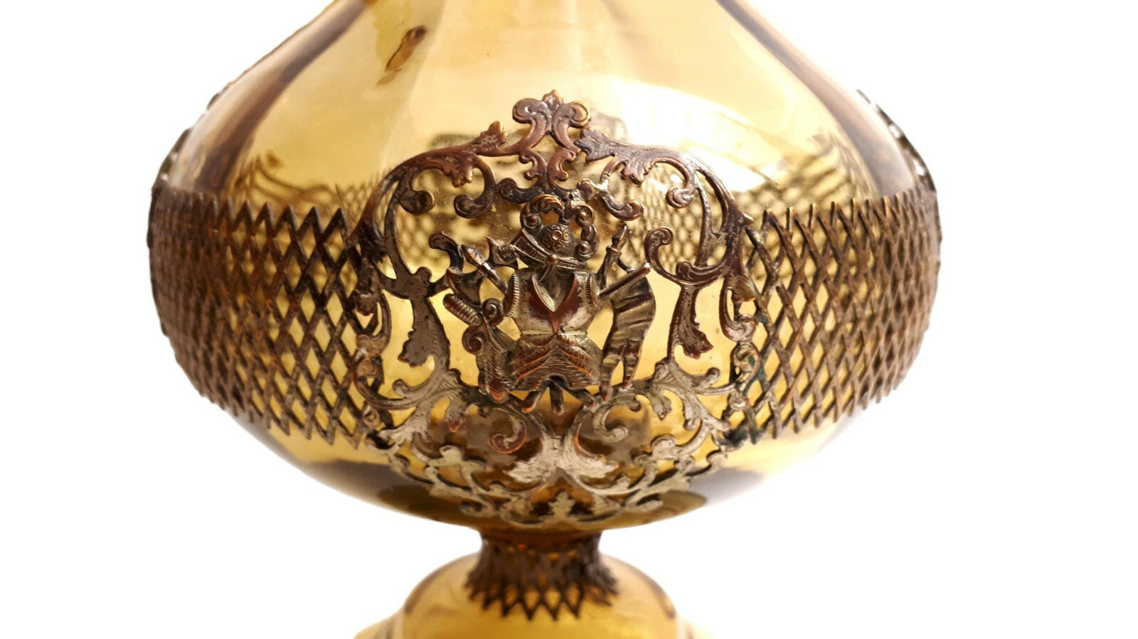 Karaffe - Glaskaraffe mit Metallmontierung - um 1880/90 - Heraldik Ornamente3