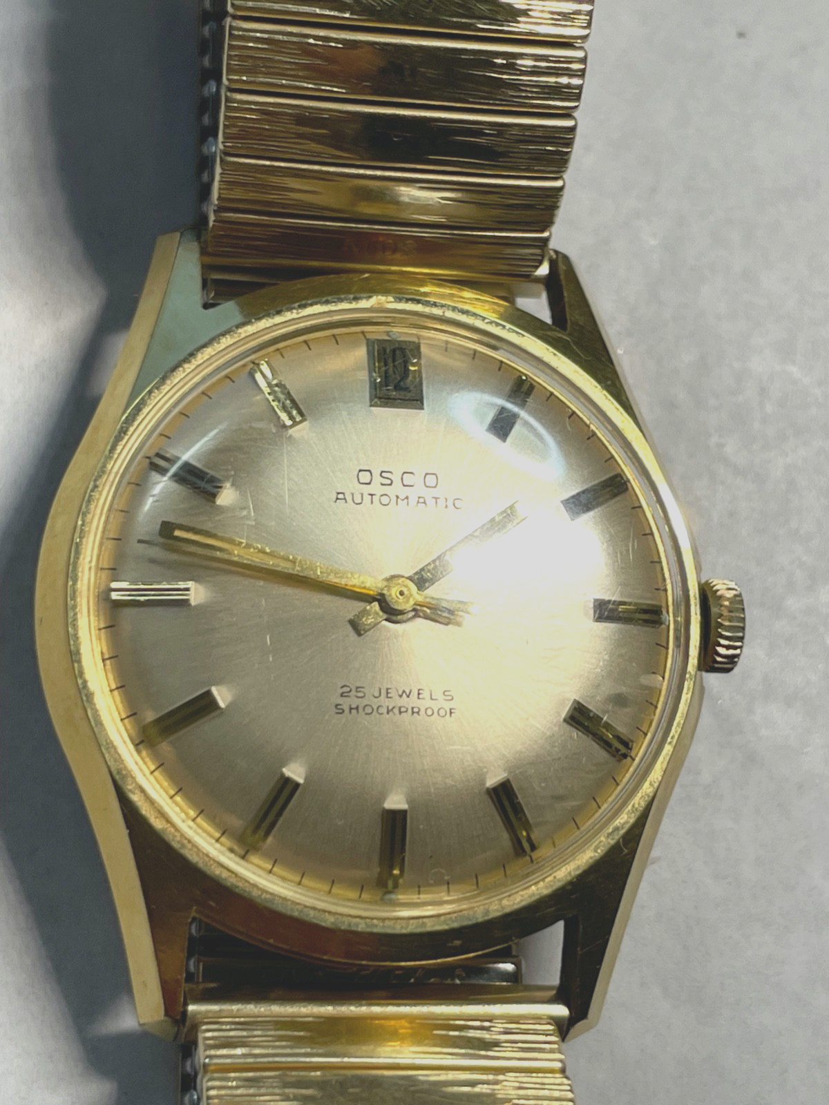Vintage Herrenuhr OSCO Automatic 25 Jewels shockproof HAU vergoldet läuft gepfl.8
