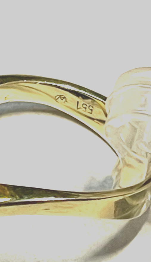Eleganter 585 Gold 14 K Ring Tahiti Mabé Perle + 10 Diamanten Ø 17,5 mm RG 553