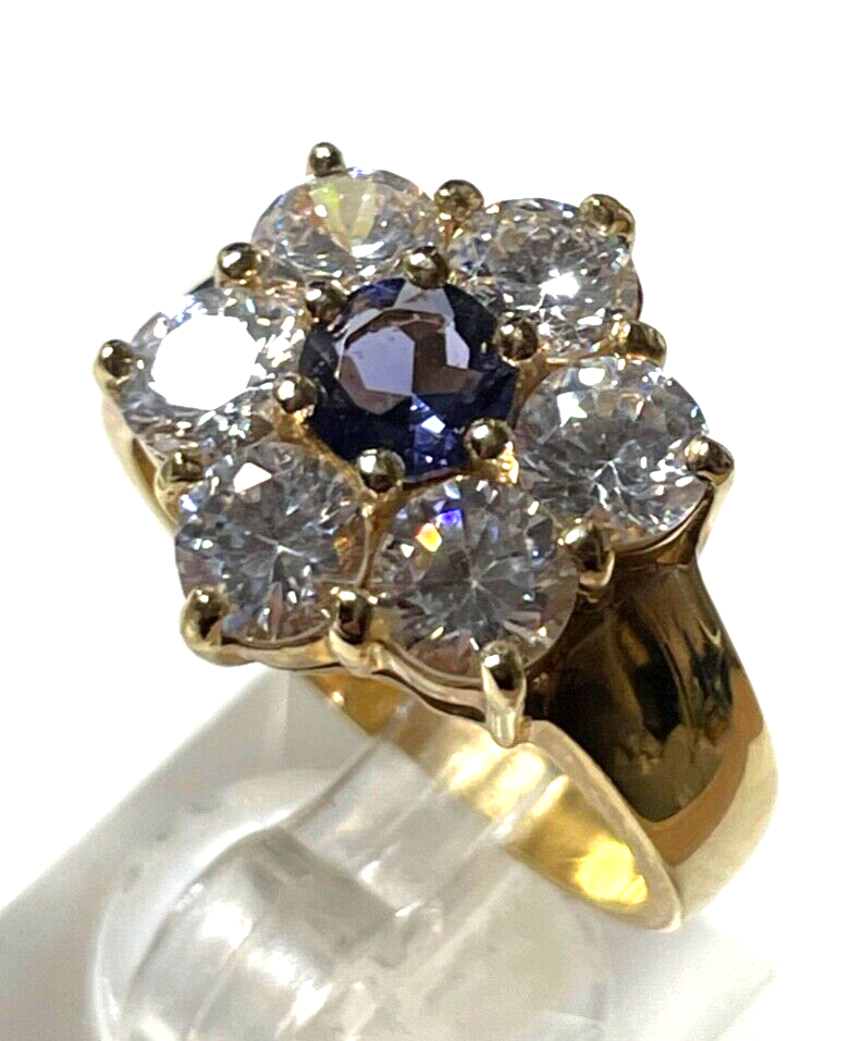 925 Silber Ring vergoldet Silberring üppig Zirkonia Amethyst Lila Ø 19 mm RG 601