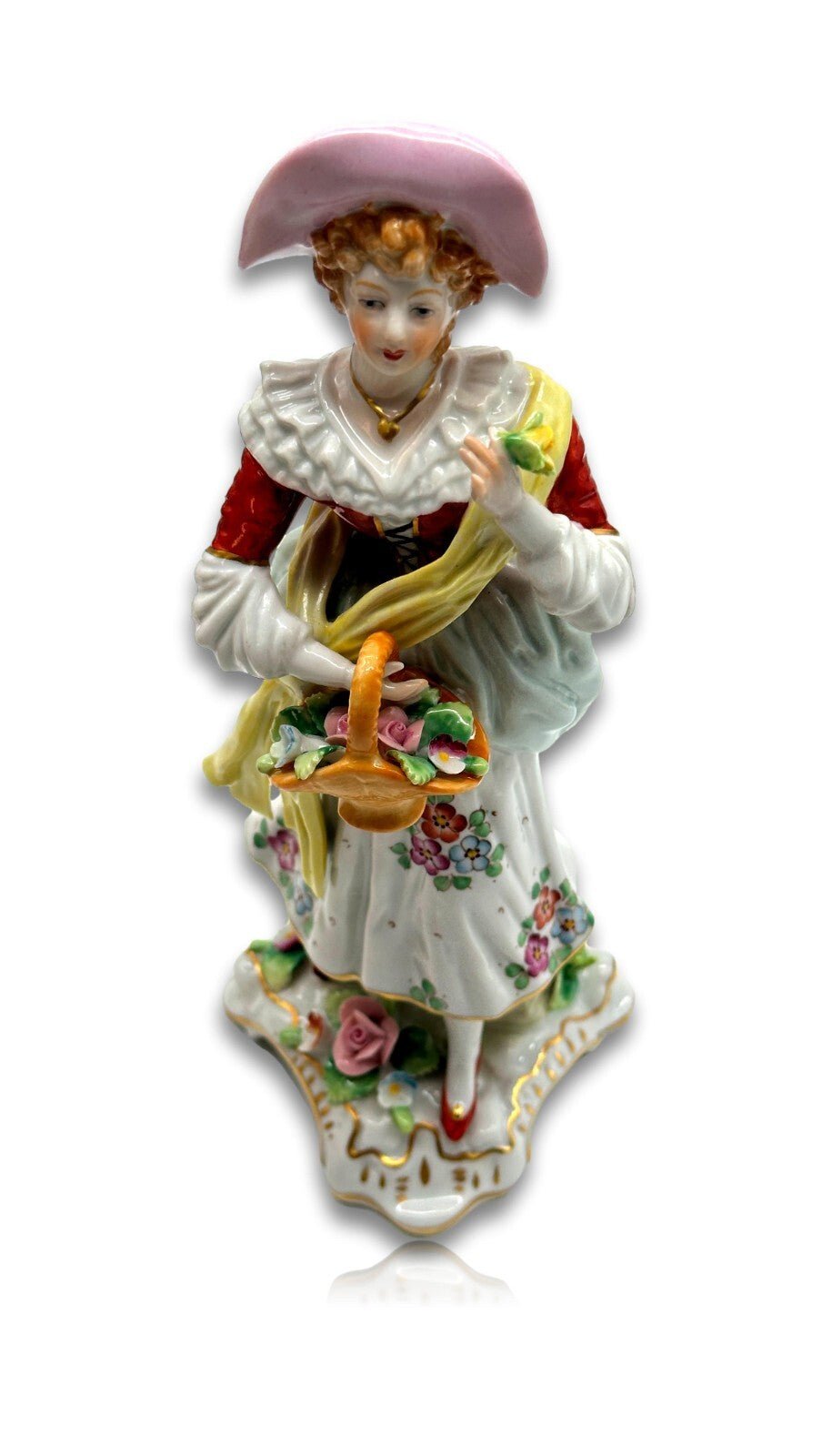Sitzendorfer Porzellanmanufaktur - Dame mit Blumenkorb - Rokoko Porzellanfigur7