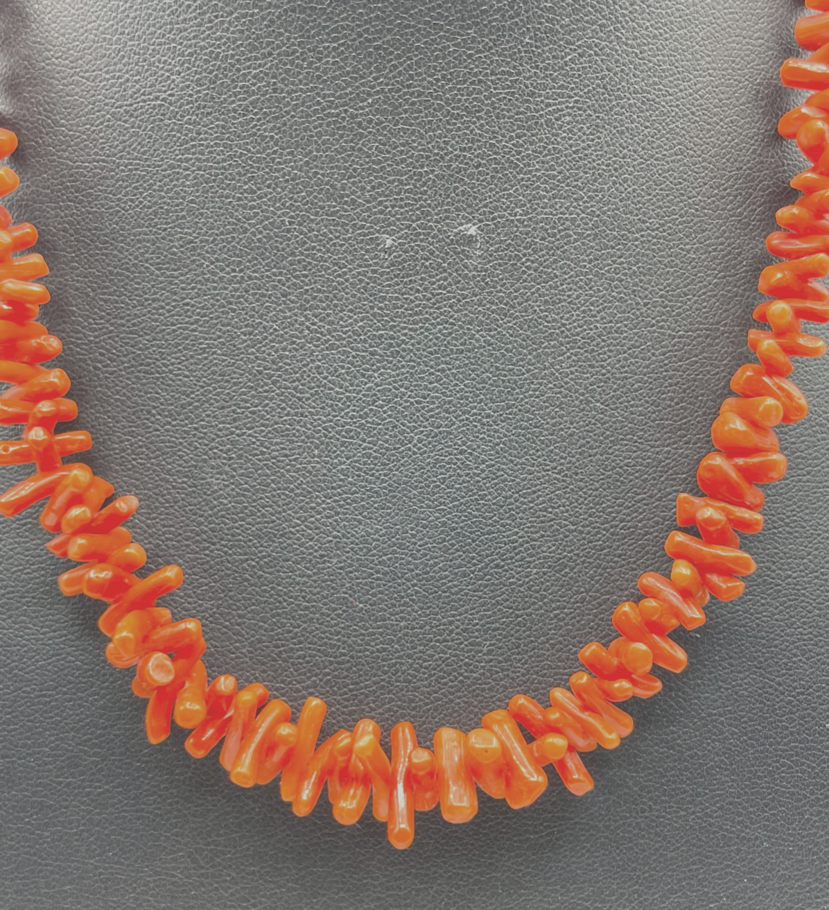 Vintage Korallenkette Stäbchen Koralle Collier Verlauf L 41 cm abgerundet Double1