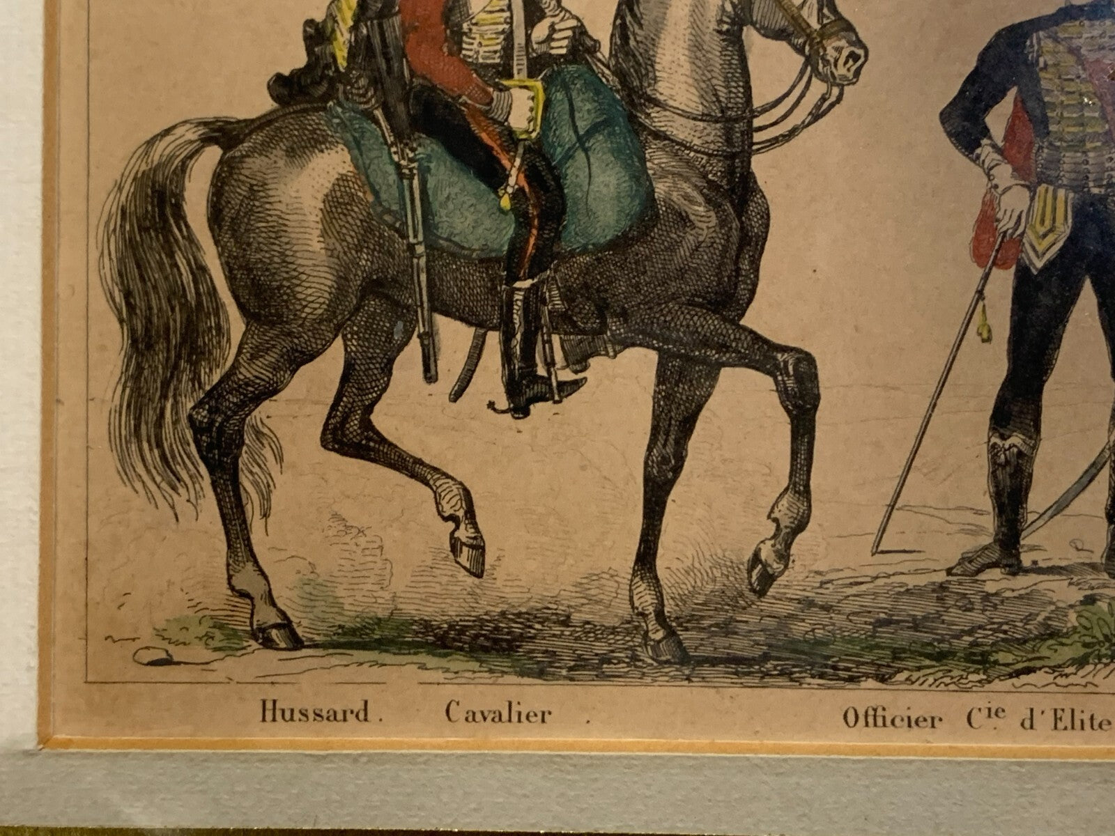 Lacauchie - Stahlstich koloriert - preußischer Hussar Kavallerie - Uniform 18005