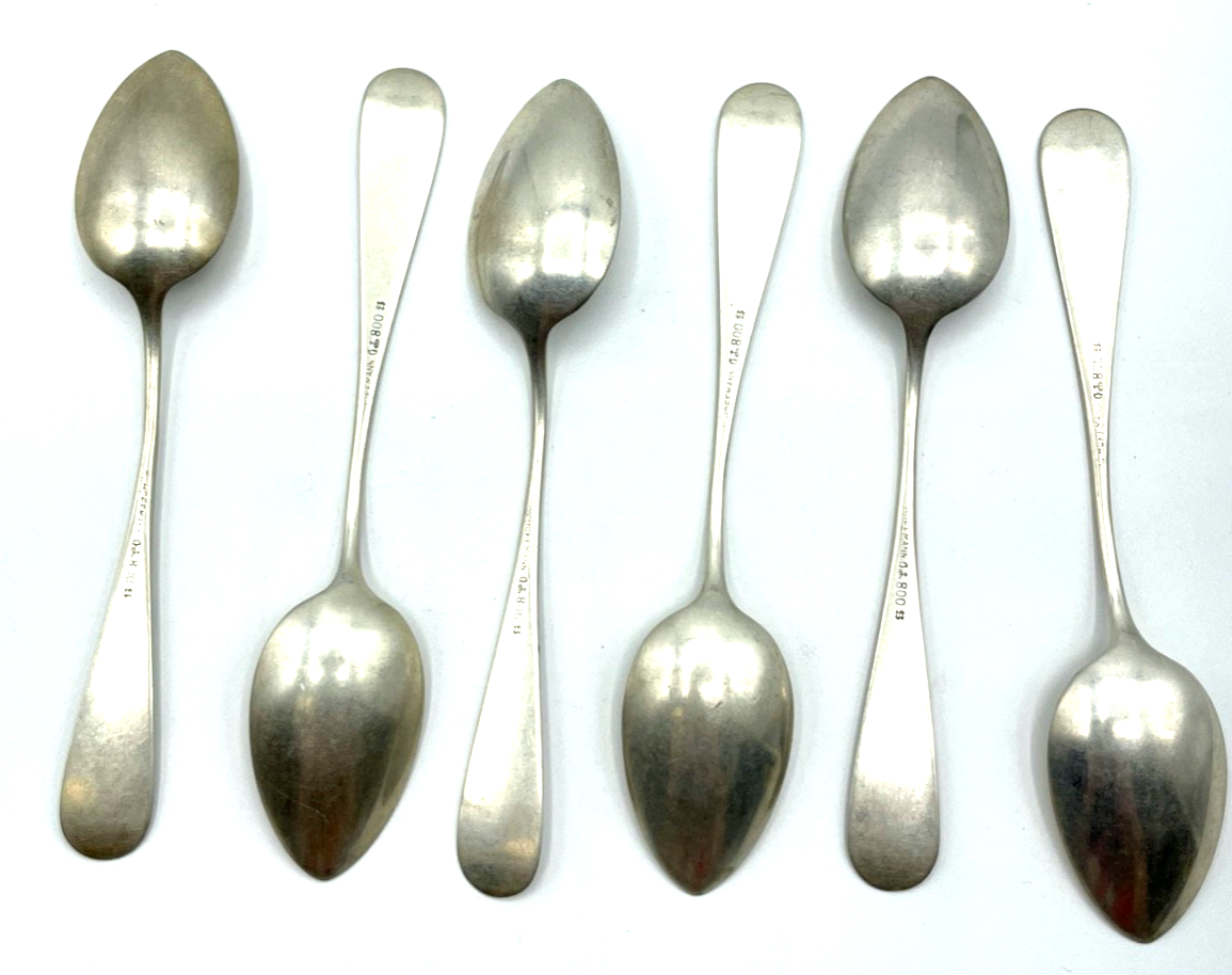 Antik M. Hoffmann 800 Silber Kaffeelöffel Teelöffel Set 6 Stück Jugendstil Dekor5