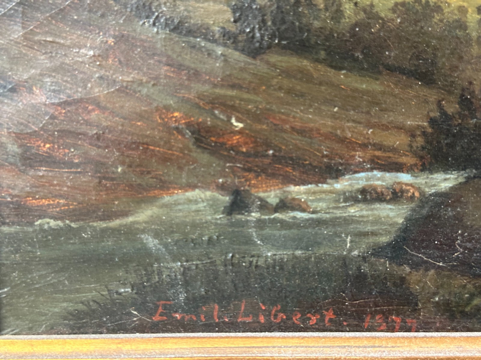 Öl auf Leinwand - Georg Emil Libert 1820-1908 - Berglandschaft 1877 - sign. dat.10