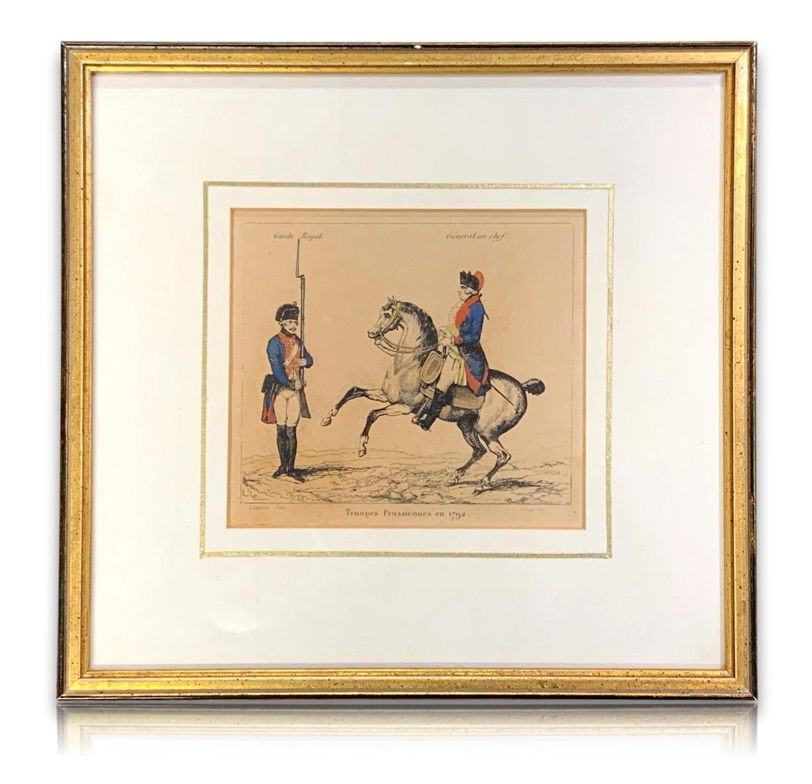 Lacauchie - Stahlstich koloriert - preußische Truppen der königl. Garde 17920