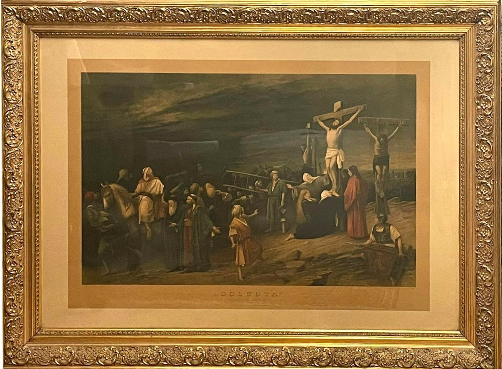 Lithographie - Mihály von Munkácsy - Ungarn - Die Kreuzigung - Gerahmt - 19000