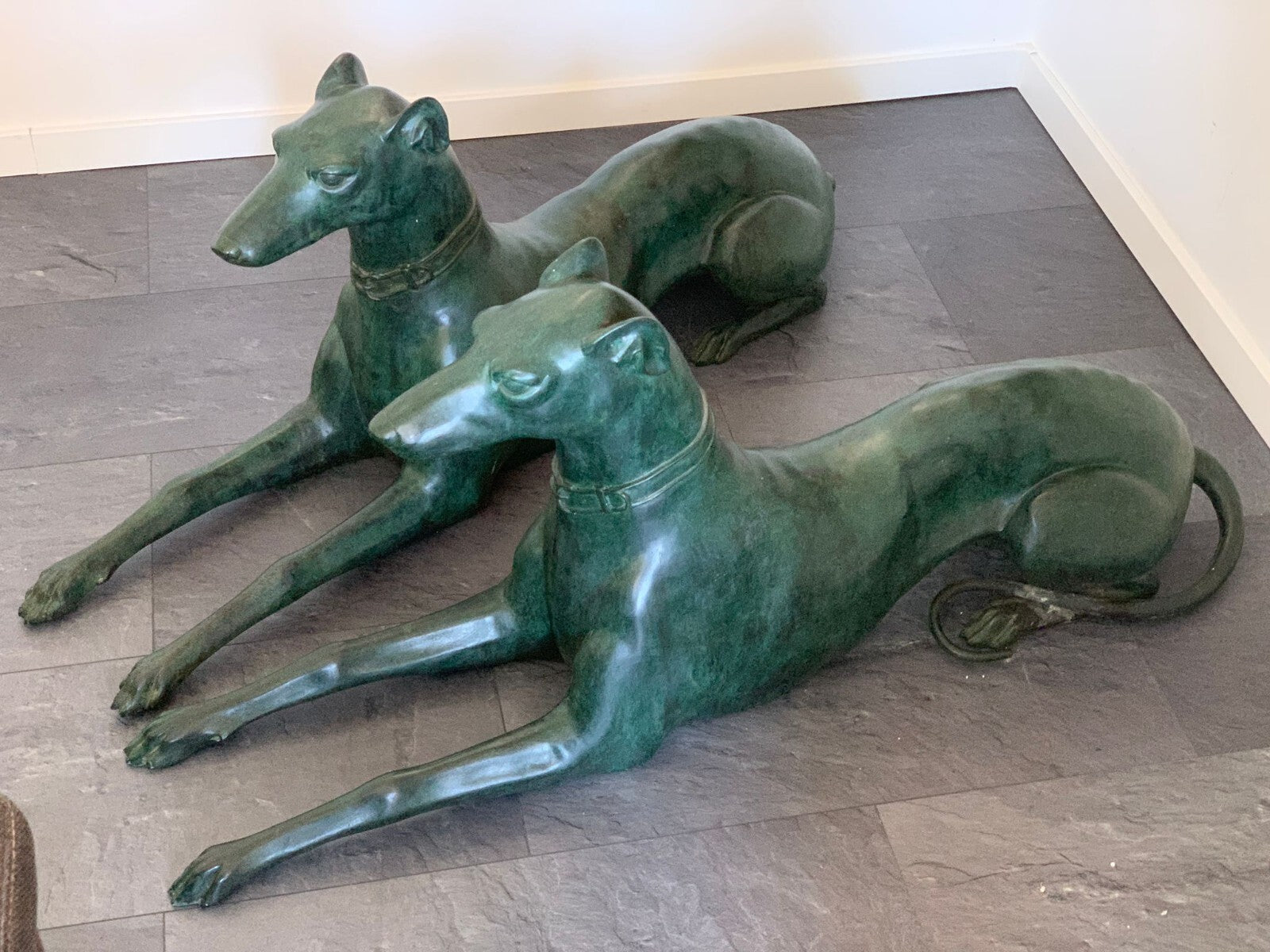 Windhund Paar Lebensgroß - Bronze patiniert - signiert - Vintage4