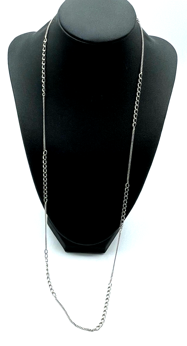Vintage 925 Silber Halskette Panzerkette 2 fach Panzer Dekor L 74 cm0