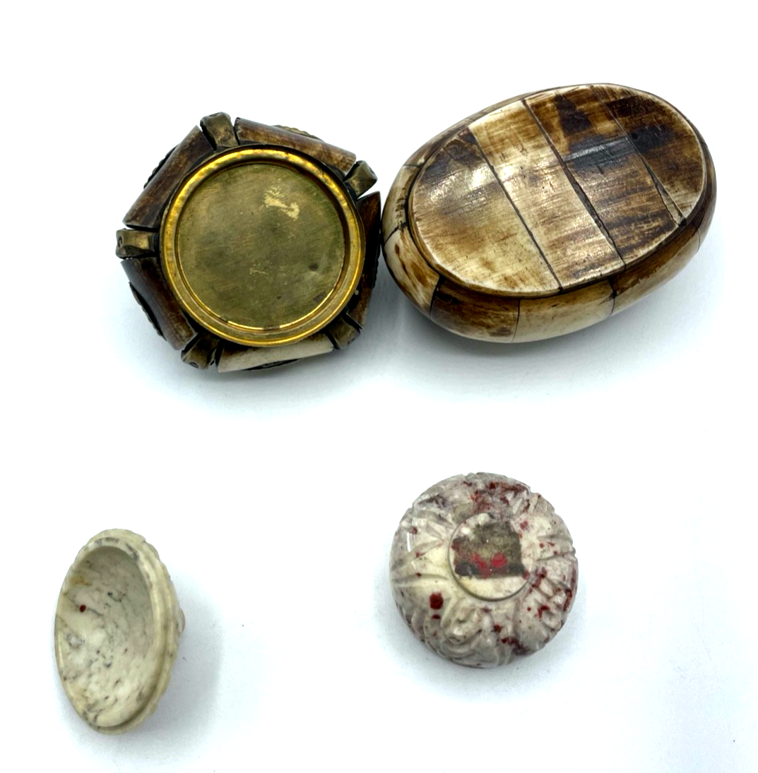 3 kl. Dosen Schatullen Schmuckdöschen Handarbeit Einlegearbeiten + Speckstein4