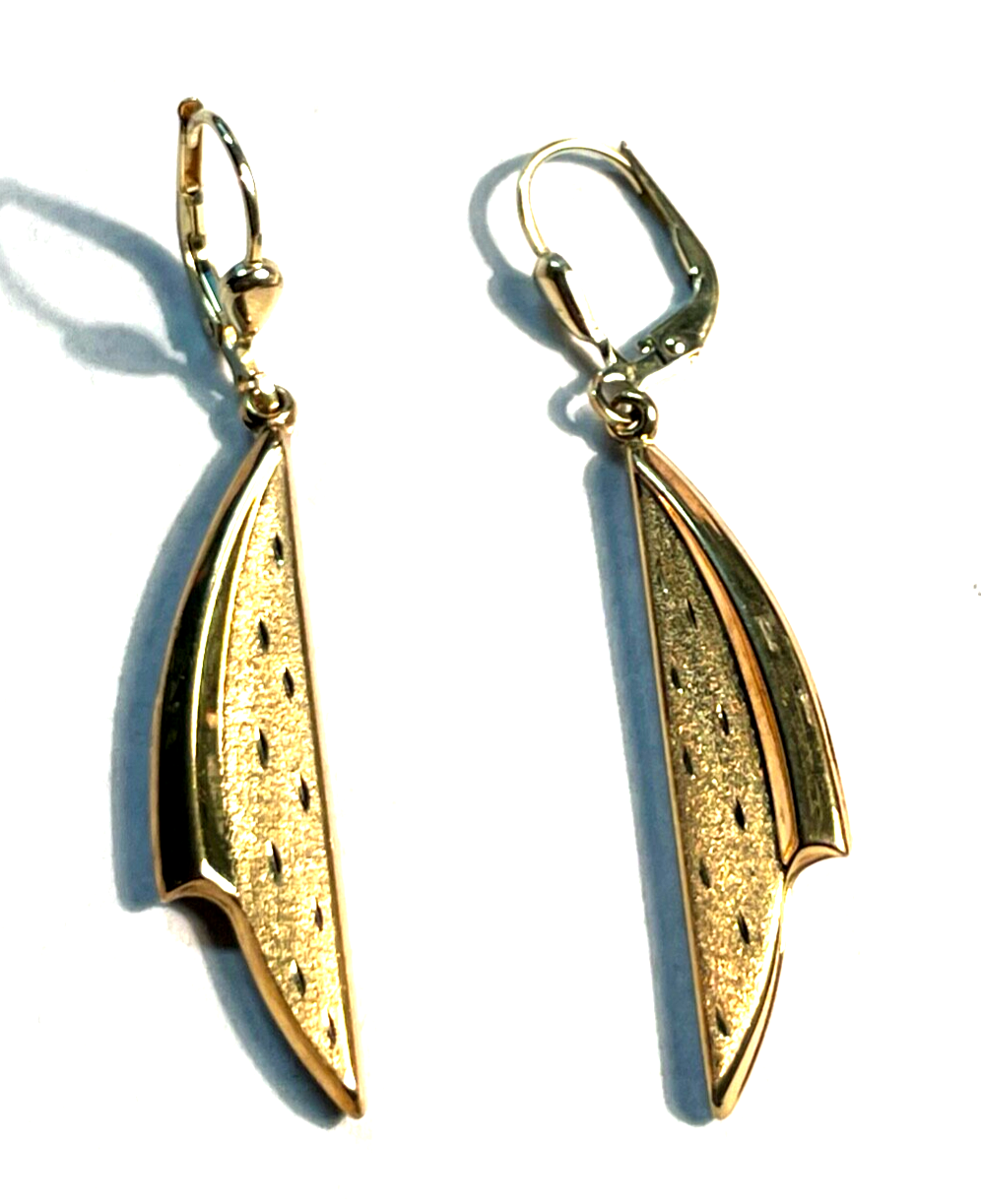 Moderne 333 Gold 8 K Ohrringe Ohrhänger klassisch elegant und gepflegt L 48 mm0
