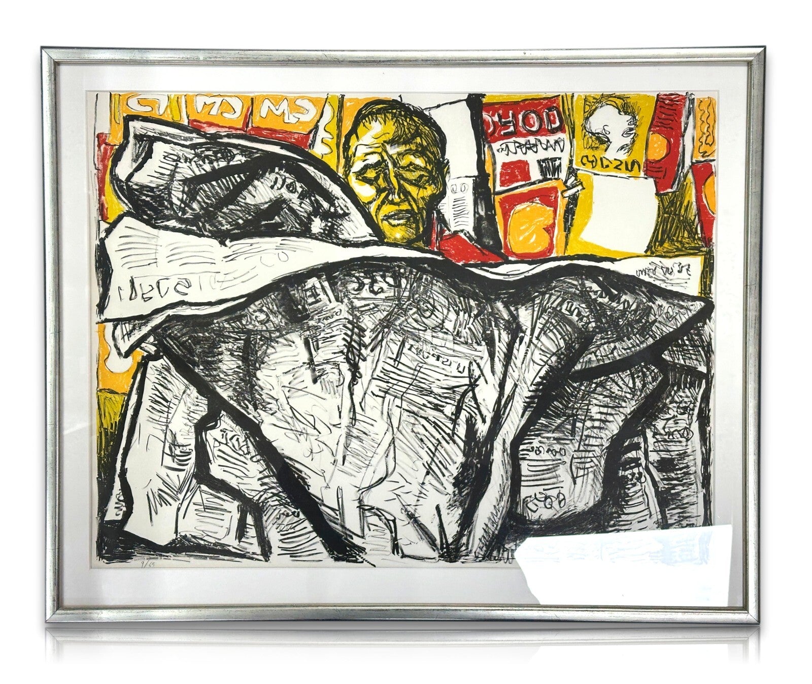 Renato Guttuso 1912-1987 - Lithographie 'Uomo con giornale' 1966 - sign. & num.0