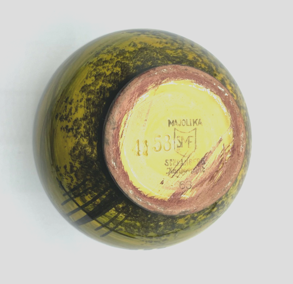 Alte Schramberg Majolika SMF Vase Modell 4158 / 63 Handgemalt H 10 cm B 10 cm5