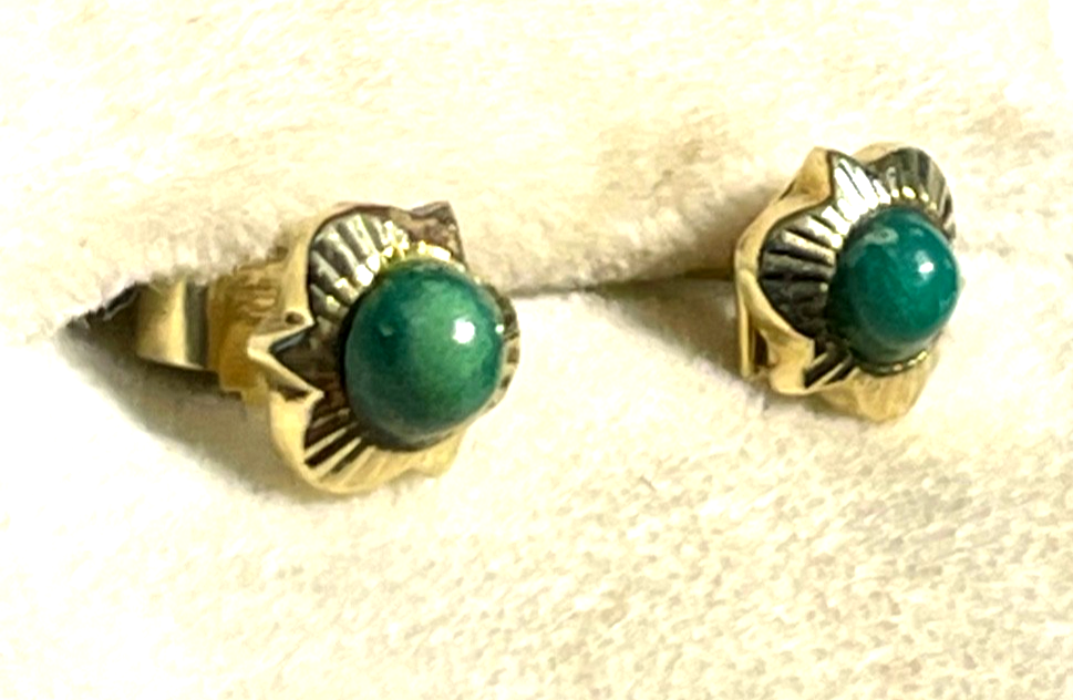 Paar 585 Gelbgold Ohrringe  Ohrstecker Türkis Klassiker Ø 7 mm top gepflegt2