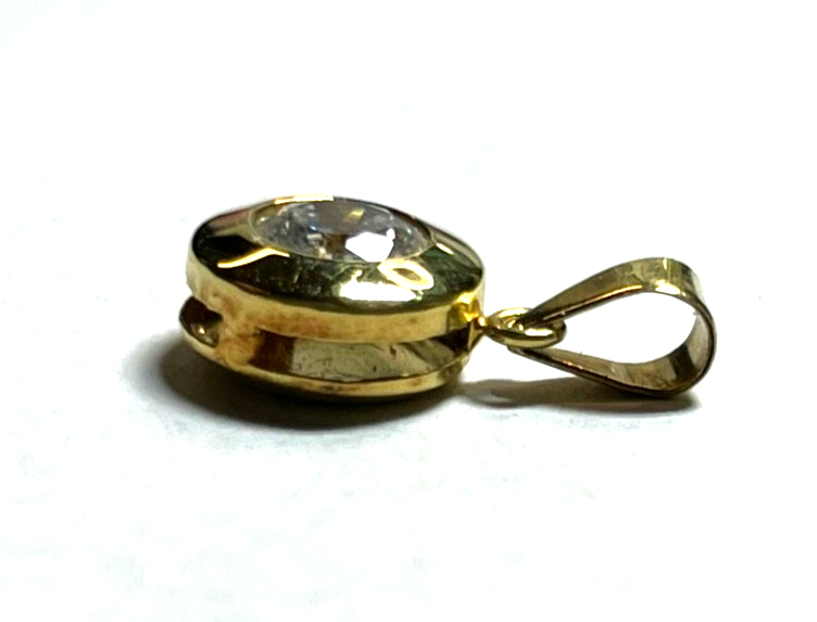 585 Gold 14 K Gelbgold Anhänger Simili Brillant Solitär 0,5 ct. Juwelier9