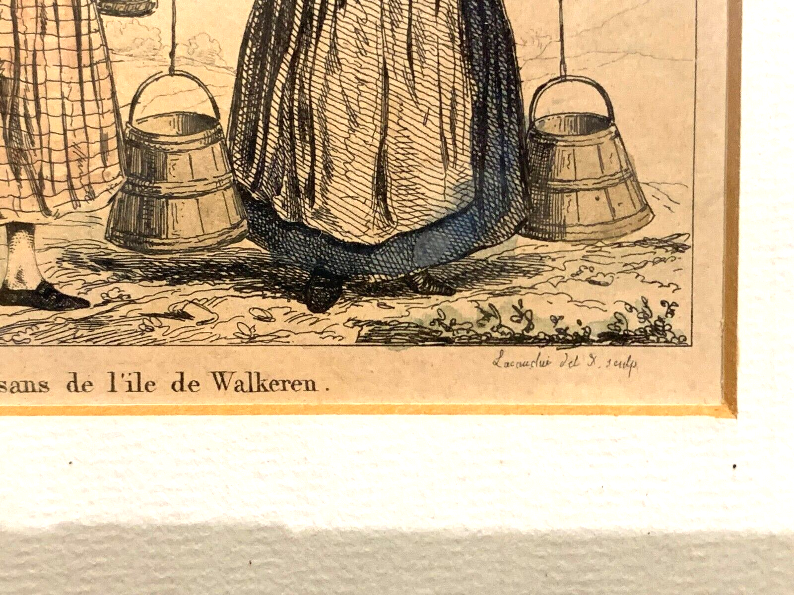 Alexandre Lacauchie - Stahlstich koloriert - Bauern der Insel Walcheren 18006