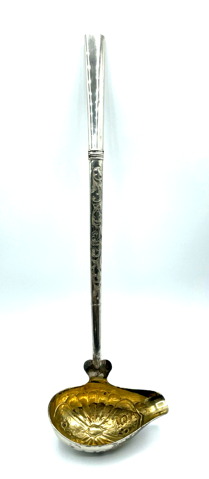 Antik  Biedermeier Silber 1 Vorleger Kelle alte Punzen L 38 cm teilvergoldet0