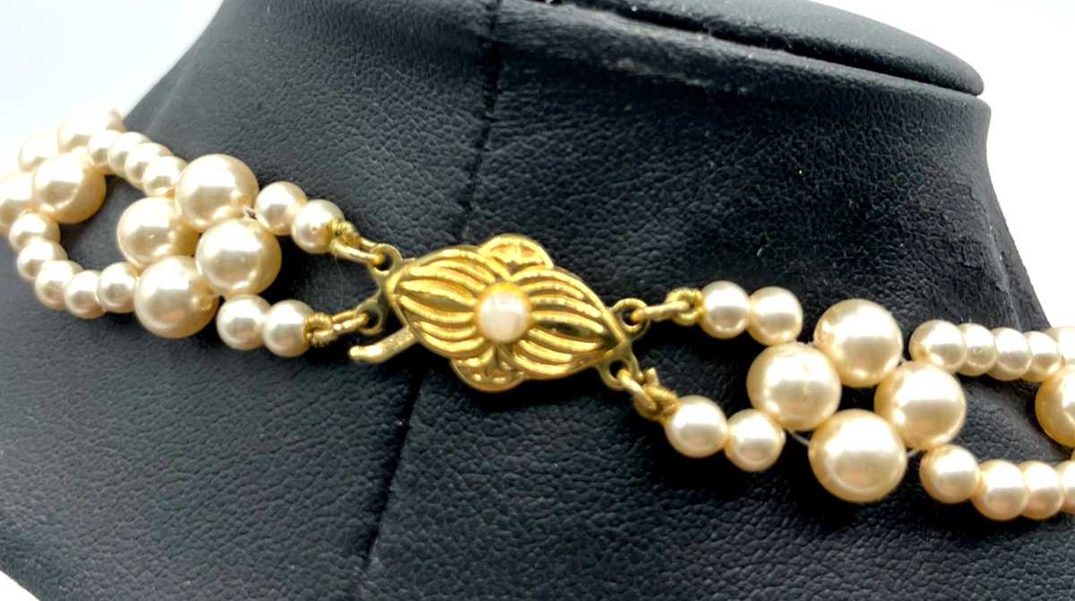 Vintage aparte mid-century Halskette Perlen Kragen Halsband Collier Topzustand2