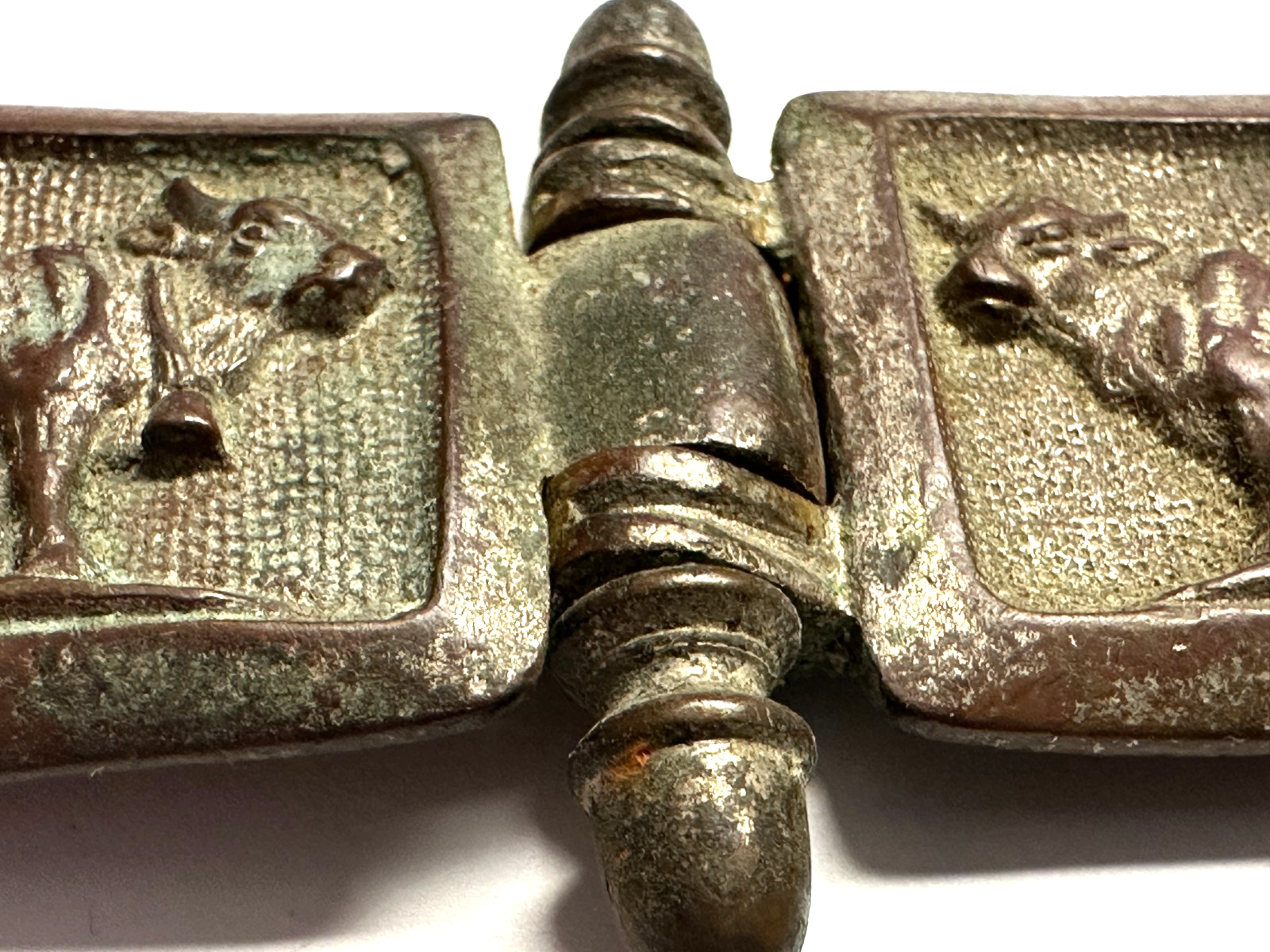 Zunft Gürtelkoppel - Fleischer - um 1900 - Messing - 2-teilig - Kuh-Relief5