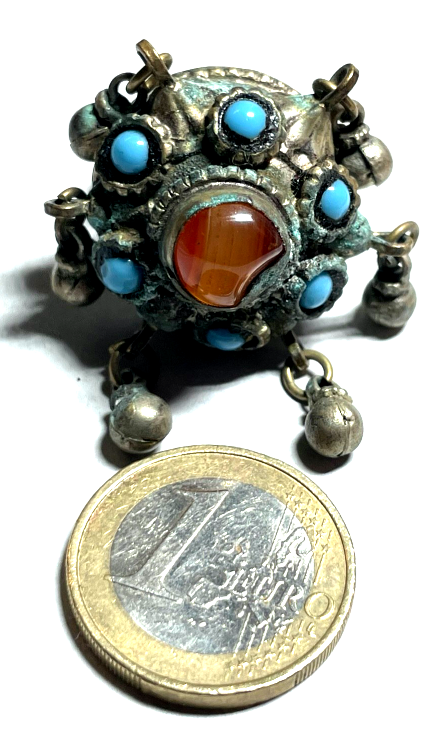 Antik Berber Schmuck prächtiger Ring Handarbeit Achat Türkis Patina Ø 17mm RG 547