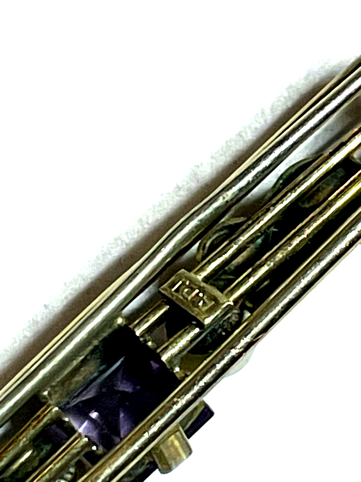 Antik Brosche Anstecknadel echt Amethyst 2 x echte Perle Amerikaner Golddouble6