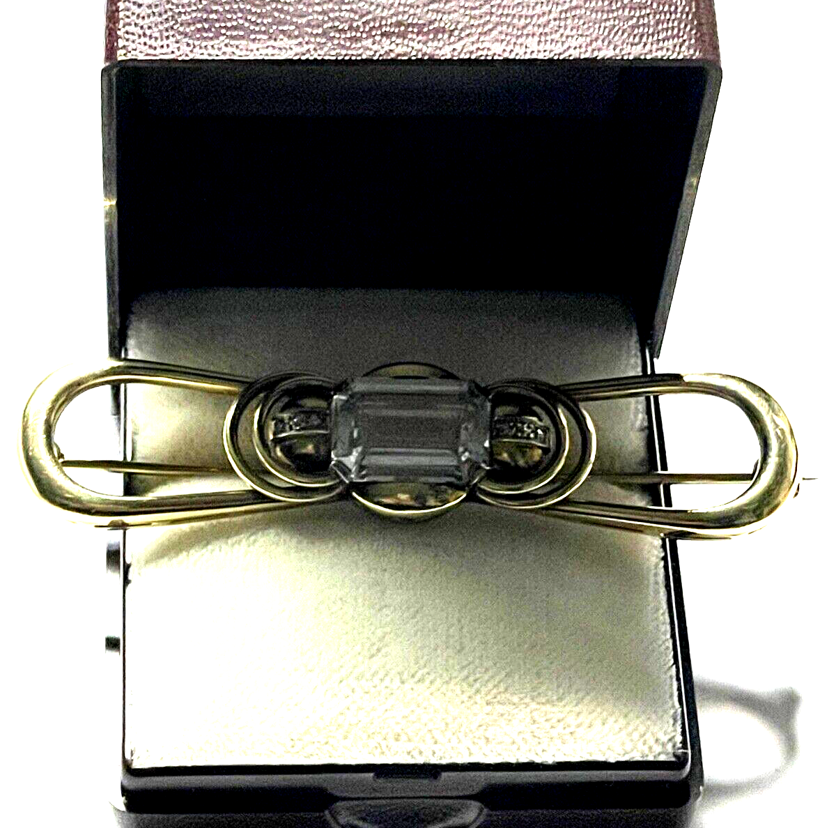 Edle 585 Gold 14 K Brosche Stabbrosche mit Aquamarin im Emerald Cut Juwelier2